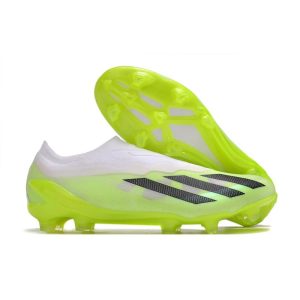 adidas X Crazyfast .1 Laceless FG Crazyrush – Vit Svart Lucid Lemon för Herr Billiga Fotbollsskor adidas X Crazyfast .1 Laceless FG Crazyrush – Vit Svart Lucid Lemon