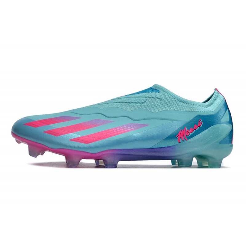 adidas X Crazyfast .1 Laceless FG Messi X Miami Blå Rosa för Herr 4 Billiga Fotbollsskor adidas X Crazyfast .1 Laceless FG Messi X Miami Blå Rosa 4