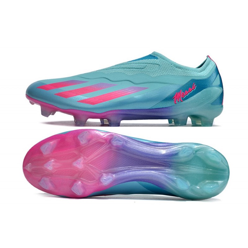 adidas X Crazyfast .1 Laceless FG Messi X Miami Blå Rosa för Herr 5 Billiga Fotbollsskor adidas X Crazyfast .1 Laceless FG Messi X Miami Blå Rosa 5