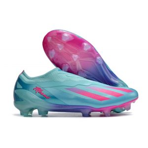 adidas X Crazyfast .1 Laceless FG Messi X Miami Blå Rosa för Herr Billiga Fotbollsskor adidas X Crazyfast .1 Laceless FG Messi X Miami Blå Rosa