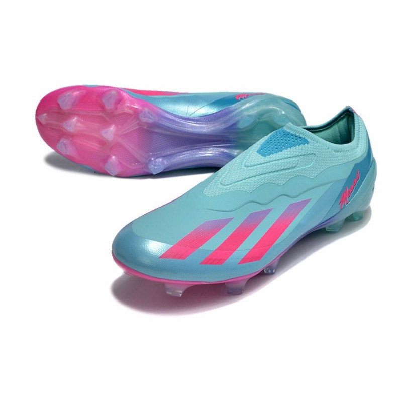 adidas X Crazyfast .1 Laceless FG Messi X Miami Blå Rosa för Herr 7 Billiga Fotbollsskor adidas X Crazyfast .1 Laceless FG Messi X Miami Blå Rosa 7