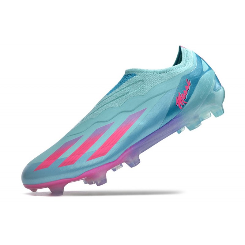 adidas X Crazyfast .1 Laceless FG Messi X Miami Blå Rosa för Herr 8 Billiga Fotbollsskor adidas X Crazyfast .1 Laceless FG Messi X Miami Blå Rosa 8