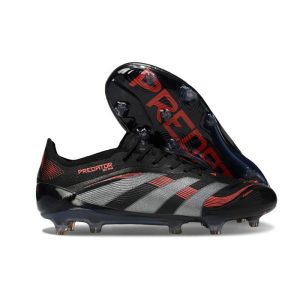 Adidas Predator 2025 Elite FG Svart Grå Röd för Herr Billiga Fotbollsskor Adidas Predator 2025 Elite FG Svart Grå Röd