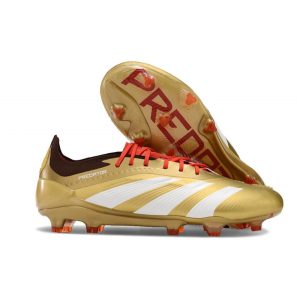 Adidas Predator 24 Elite FG Guld Vit Röd för Herr Billiga Fotbollsskor Adidas Predator 24 Elite FG Guld Vit Röd