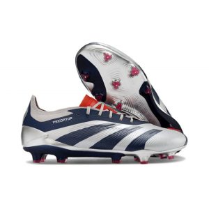 Adidas Predator 24 Elite FG Silver Svart Röd för Herr Billiga Fotbollsskor Adidas Predator 24 Elite FG Silver Svart Röd