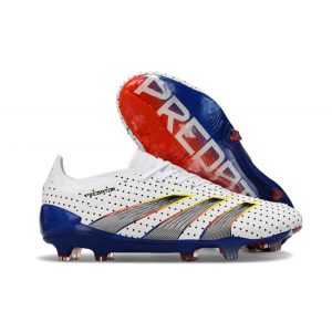 Adidas Predator 24 Elite FG Vit Grå Blå Röd för Herr Billiga Fotbollsskor Adidas Predator 24 Elite FG Vit Grå Blå Röd