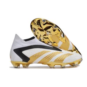 Adidas Predator Accuracy+ FG Fotbollsskor Vit Guld Svart för Herr Billiga Fotbollsskor Adidas Predator Accuracy+ FG Fotbollsskor Vit Guld Svart