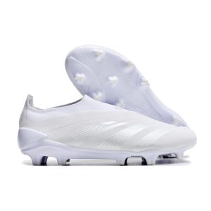 Adidas Predator Elite Laceless FG Pearlized Vit Silver för Herr Billiga Fotbollsskor Adidas Predator Elite Laceless FG Pearlized Vit Silver