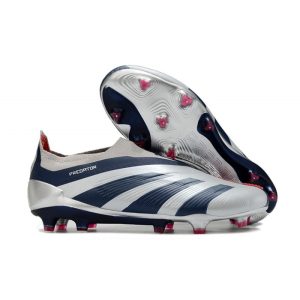 Adidas Predator Elite Laceless FG Silver Svart Röd för Herr Billiga Fotbollsskor Adidas Predator Elite Laceless FG Silver Svart Röd
