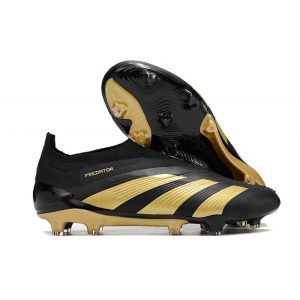 Adidas Predator Elite Laceless FG Svart Guld för Herr Billiga Fotbollsskor Adidas Predator Elite Laceless FG Svart Guld