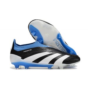 Adidas Predator Elite Laceless FG Svart Vit Blå för Herr Billiga Fotbollsskor Adidas Predator Elite Laceless FG Svart Vit Blå