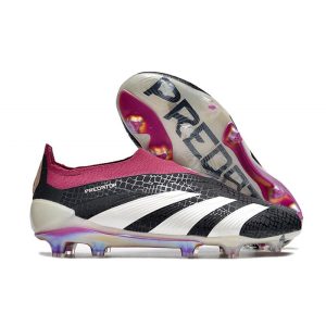 Adidas Predator Elite Laceless FG Svart Vit Lila för Herr Billiga Fotbollsskor Adidas Predator Elite Laceless FG Svart Vit Lila