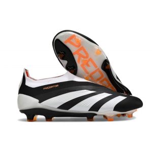 Adidas Predator Elite Laceless FG Svart Vit Orange för Herr Billiga Fotbollsskor Adidas Predator Elite Laceless FG Svart Vit Orange