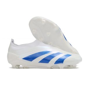 Adidas Predator Elite Laceless FG Vit Blå för Herr Billiga Fotbollsskor Adidas Predator Elite Laceless FG Vit Blå