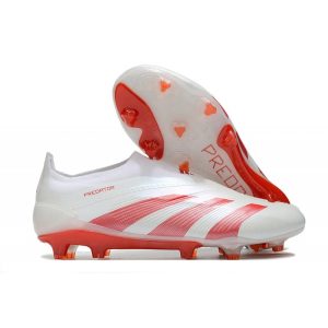 Adidas Predator Elite Laceless FG Vit Röd för Herr Billiga Fotbollsskor Adidas Predator Elite Laceless FG Vit Röd