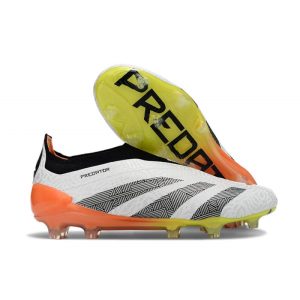 Adidas Predator Elite Laceless FG Vit Svart Orange för Herr Billiga Fotbollsskor Adidas Predator Elite Laceless FG Vit Svart Orange