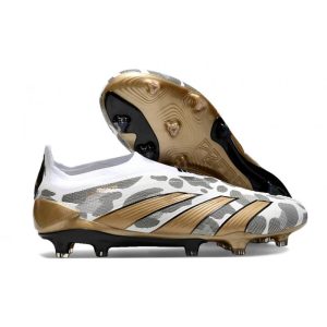 Adidas Predator Elite Snörlösa FG Guld Vit Grå för Herr Billiga Fotbollsskor Adidas Predator Elite Snörlösa FG Guld Vit Grå