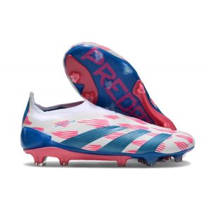 Adidas Predator Elite Snörlösa FG Reemergence – Vit Blå Rosa för Herr Billiga Fotbollsskor Adidas Predator Elite Snörlösa FG Reemergence – Vit Blå Rosa