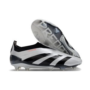 Adidas Predator Elite Snörlösa FG Silver Svart för Herr Billiga Fotbollsskor Adidas Predator Elite Snörlösa FG Silver Svart