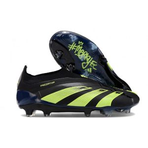 Adidas Predator Elite Snörlösa FG Svart Grön för Herr Billiga Fotbollsskor Adidas Predator Elite Snörlösa FG Svart Grön