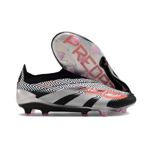 Adidas Predator Elite Snörlösa FG Svart Silver Röd för Herr Billiga Fotbollsskor Adidas Predator Elite Snörlösa FG Svart Silver Röd
