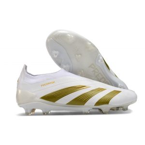 Adidas Predator Elite Snörlösa FG Vit Guld för Herr Billiga Fotbollsskor Adidas Predator Elite Snörlösa FG Vit Guld