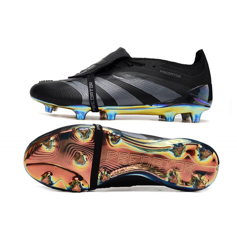 Adidas Predator Fold-over Tongue Elite FG Nightstrike Svart Grå för Herr 5 Billiga Fotbollsskor Adidas Predator Fold-over Tongue Elite FG Nightstrike Svart Grå 5