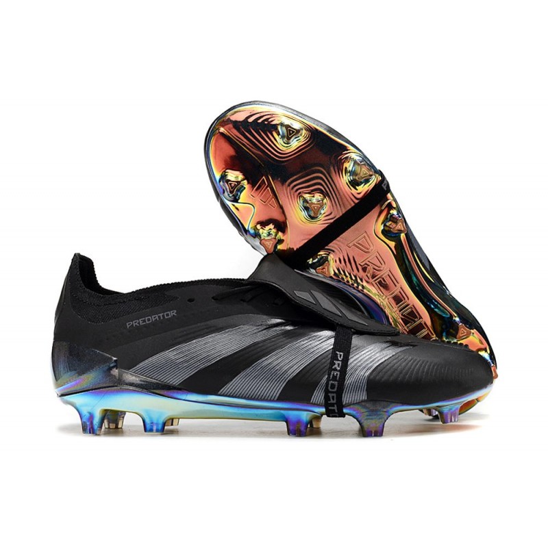 Adidas Predator Fold-over Tongue Elite FG Nightstrike Svart Grå för Herr 3 Billiga Fotbollsskor Adidas Predator Fold-over Tongue Elite FG Nightstrike Svart Grå 3