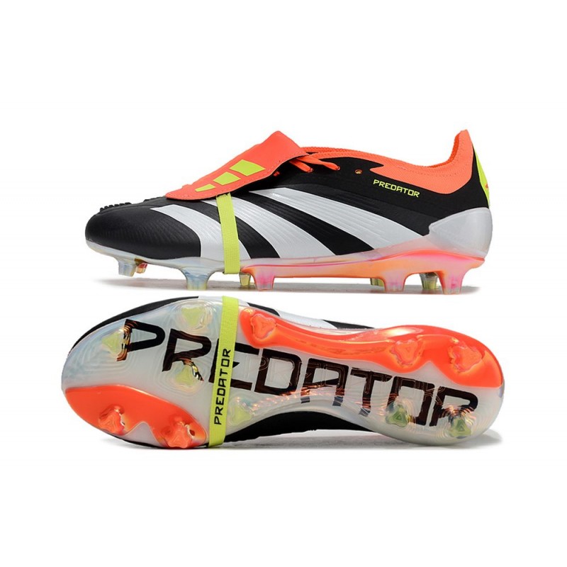 Adidas Predator Fold-over Tongue Elite FG Solar Energy Svart Vit Röd för Herr 5 Billiga Fotbollsskor Adidas Predator Fold-over Tongue Elite FG Solar Energy Svart Vit Röd 5