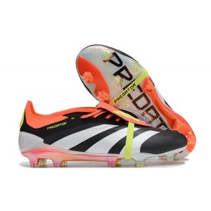 Adidas Predator Fold-over Tongue Elite FG Solar Energy Svart Vit Röd för Herr Billiga Fotbollsskor Adidas Predator Fold-over Tongue Elite FG Solar Energy Svart Vit Röd