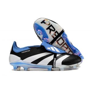 Adidas Predator Fold-over Tongue Elite FG Svart Vit Blå för Herr Billiga Fotbollsskor Adidas Predator Fold-over Tongue Elite FG Svart Vit Blå