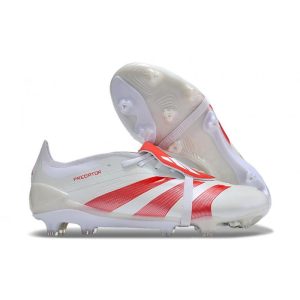 Adidas Predator Fold-over Tongue Elite FG Vit Röd för Herr Billiga Fotbollsskor Adidas Predator Fold-over Tongue Elite FG Vit Röd