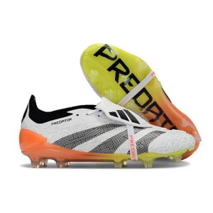 Adidas Predator Fold-over Tongue Elite FG Vit Svart Orange för Herr Billiga Fotbollsskor Adidas Predator Fold-over Tongue Elite FG Vit Svart Orange