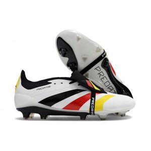 Adidas Predator Fold-over Tongue Elite FG Vit Svart Röd Gul för Herr Billiga Fotbollsskor Adidas Predator Fold-over Tongue Elite FG Vit Svart Röd Gul