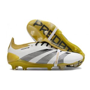 Fotbollsskor Adidas Predator 24 Elite FT FG Vit Guld Silver för Herr Billiga Fotbollsskor Fotbollsskor Adidas Predator 24 Elite FT FG Vit Guld Silver