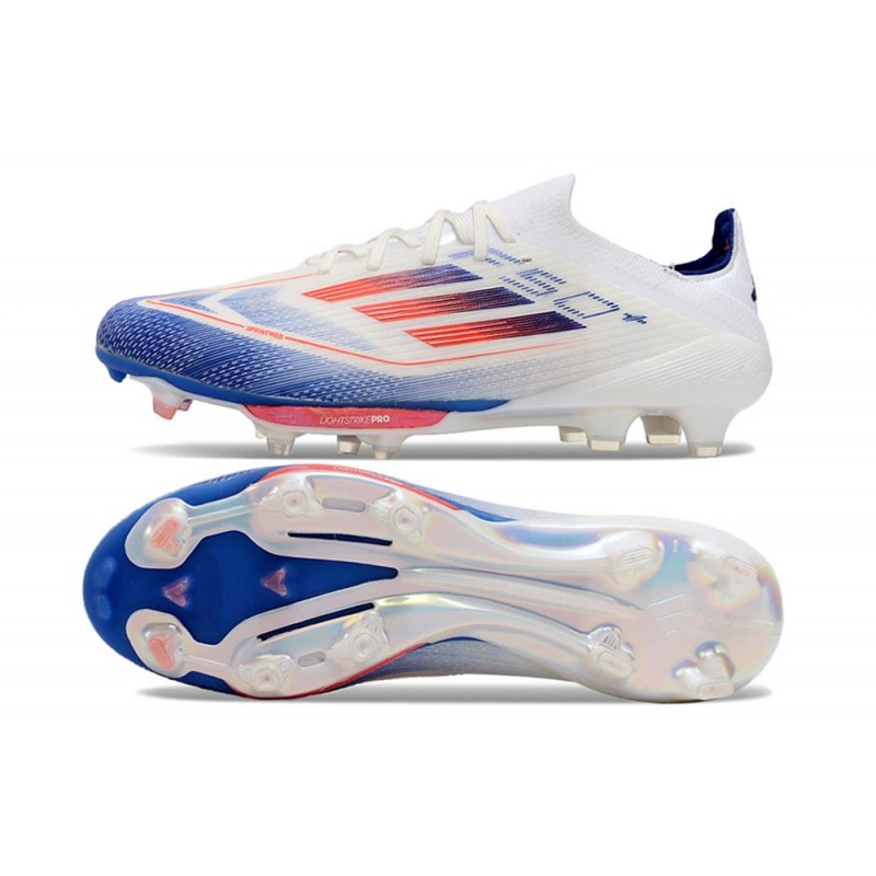Fotbollsskor adidas F50 + Elite FG Vit Blå Röd för Herr 5 Billiga Fotbollsskor Fotbollsskor adidas F50 + Elite FG Vit Blå Röd 5