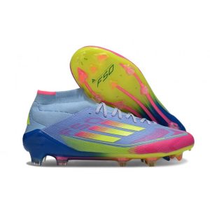 Skor adidas F50 Elite Mid FG Blå Gul Rosa för Herr Billiga Fotbollsskor Skor adidas F50 Elite Mid FG Blå Gul Rosa