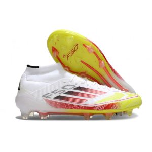 Skor adidas F50 Elite Mid FG Vit Röd Gul för Herr Billiga Fotbollsskor Skor adidas F50 Elite Mid FG Vit Röd Gul