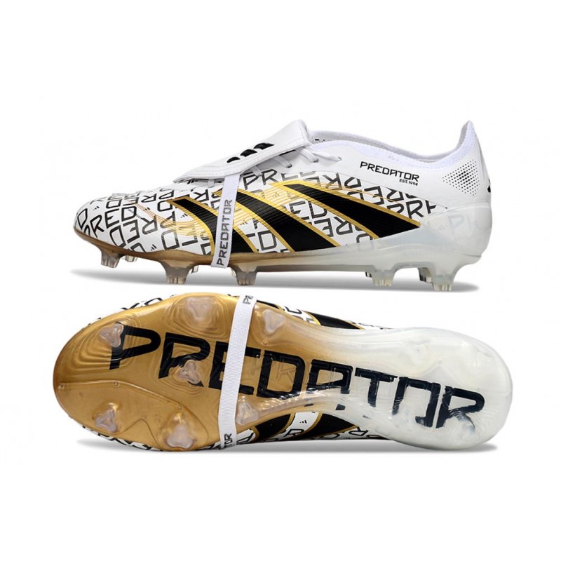 Skor adidas Predator Elite Foldover Tongue FG Vit Svart Guld för Herr 5 Billiga Fotbollsskor Skor adidas Predator Elite Foldover Tongue FG Vit Svart Guld 5