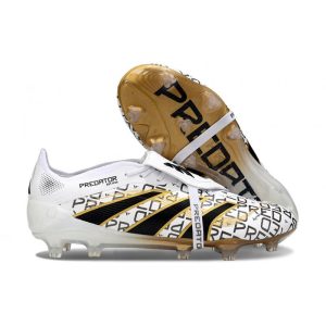 Skor adidas Predator Elite Foldover Tongue FG Vit Svart Guld för Herr Billiga Fotbollsskor Skor adidas Predator Elite Foldover Tongue FG Vit Svart Guld
