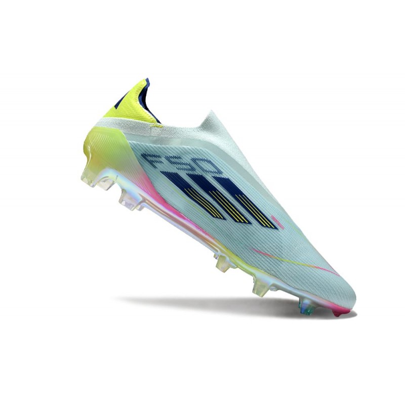 adidas F50 Elite Snörlös FG Fotbollsskor Blå Gul för Herr 9 Billiga Fotbollsskor adidas F50 Elite Snörlös FG Fotbollsskor Blå Gul 9