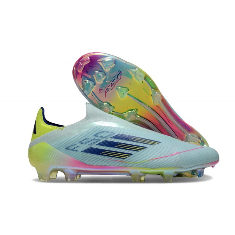 adidas F50 Elite Snörlös FG Fotbollsskor Blå Gul för Herr 3 Billiga Fotbollsskor adidas F50 Elite Snörlös FG Fotbollsskor Blå Gul 3