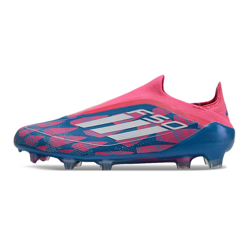 adidas F50 Elite Snörlös FG Fotbollsskor Blå Vit Rosa för Herr 4 Billiga Fotbollsskor adidas F50 Elite Snörlös FG Fotbollsskor Blå Vit Rosa 4
