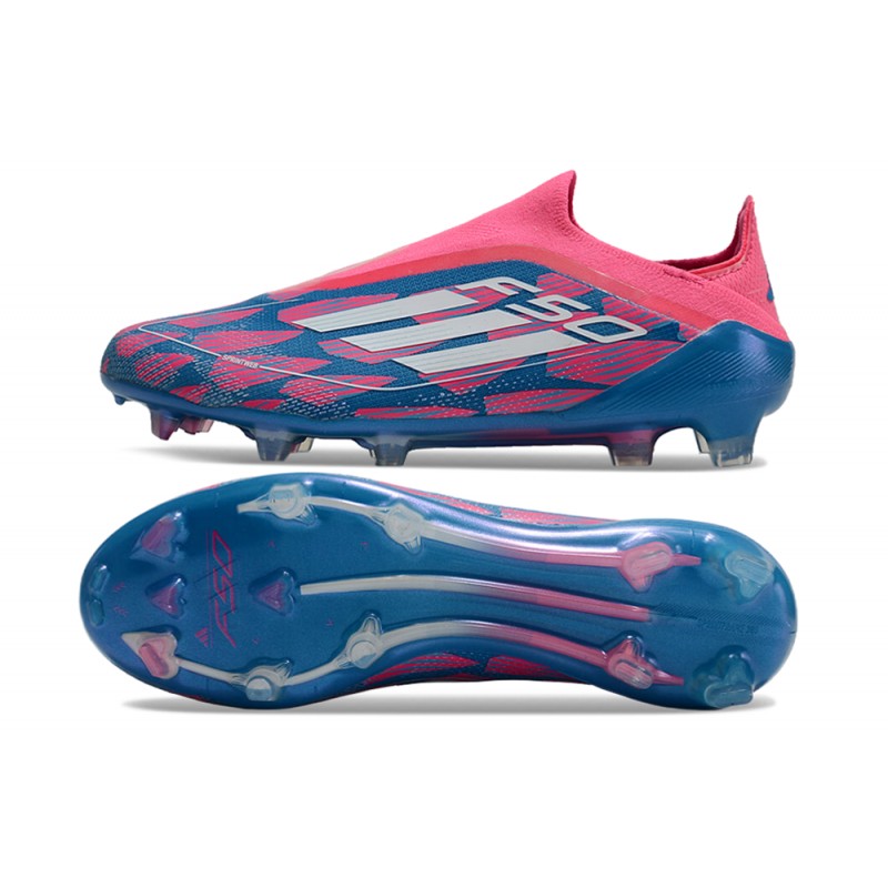adidas F50 Elite Snörlös FG Fotbollsskor Blå Vit Rosa för Herr 5 Billiga Fotbollsskor adidas F50 Elite Snörlös FG Fotbollsskor Blå Vit Rosa 5