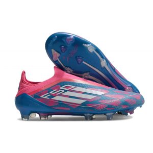 adidas F50 Elite Snörlös FG Fotbollsskor Blå Vit Rosa för Herr Billiga Fotbollsskor adidas F50 Elite Snörlös FG Fotbollsskor Blå Vit Rosa
