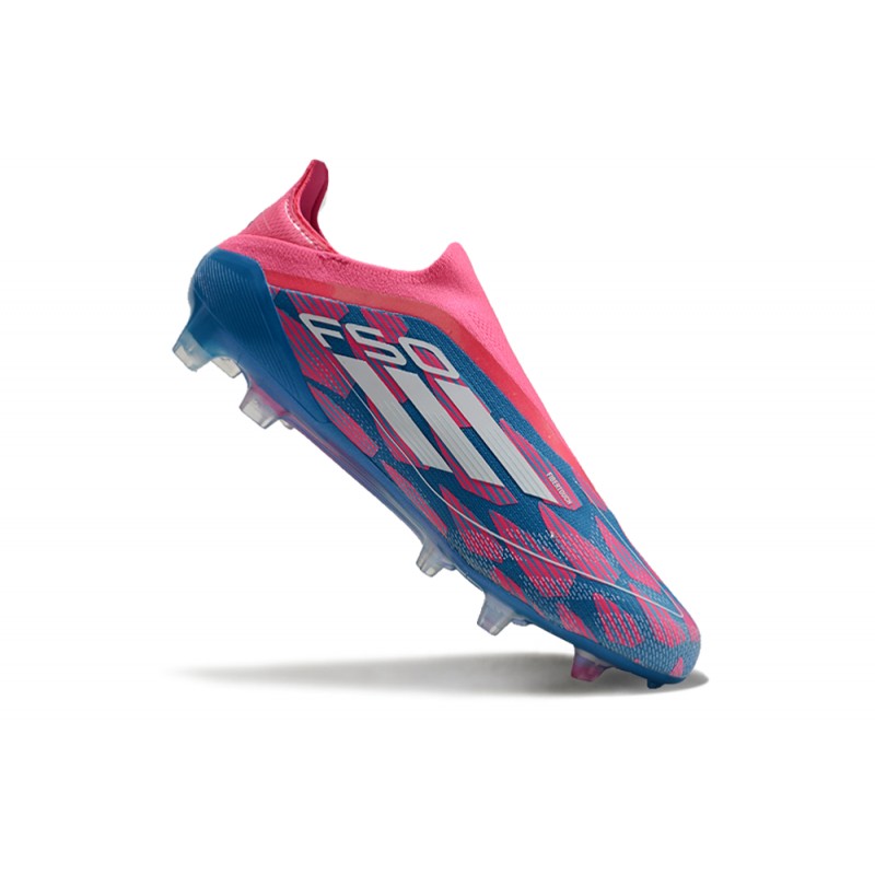 adidas F50 Elite Snörlös FG Fotbollsskor Blå Vit Rosa för Herr 9 Billiga Fotbollsskor adidas F50 Elite Snörlös FG Fotbollsskor Blå Vit Rosa 9