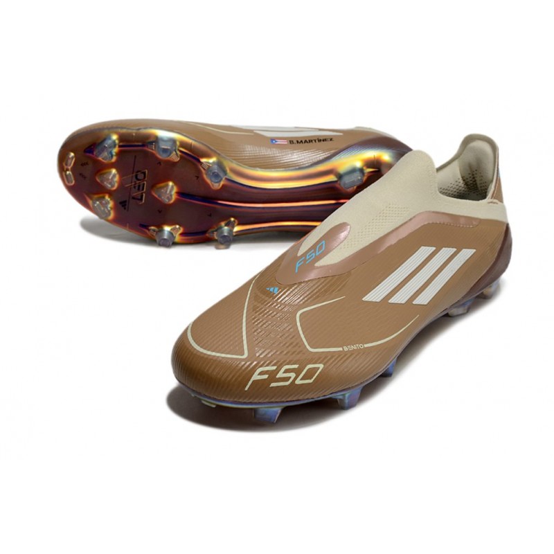 adidas F50 Elite Snörlös FG Fotbollsskor Brun Vit Blå för Herr 7 Billiga Fotbollsskor adidas F50 Elite Snörlös FG Fotbollsskor Brun Vit Blå 7