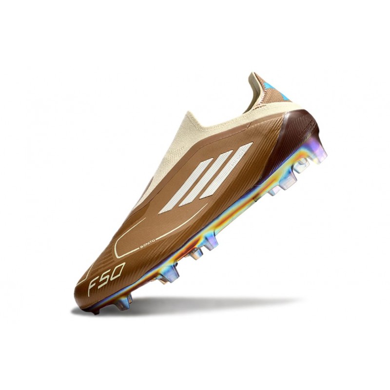 adidas F50 Elite Snörlös FG Fotbollsskor Brun Vit Blå för Herr 8 Billiga Fotbollsskor adidas F50 Elite Snörlös FG Fotbollsskor Brun Vit Blå 8