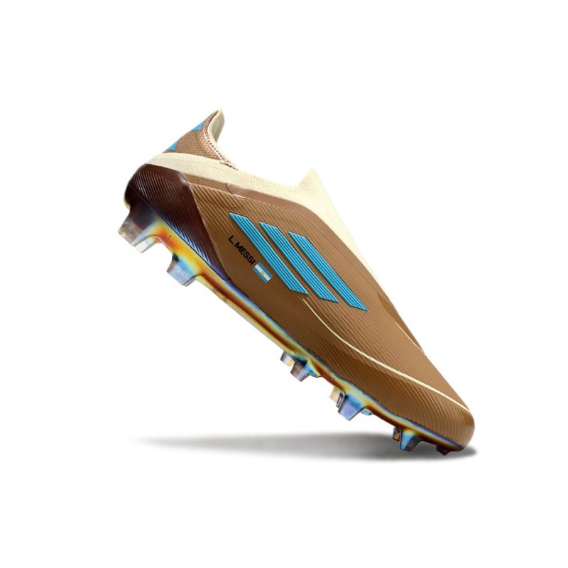 adidas F50 Elite Snörlös FG Fotbollsskor Brun Vit Blå för Herr 9 Billiga Fotbollsskor adidas F50 Elite Snörlös FG Fotbollsskor Brun Vit Blå 9