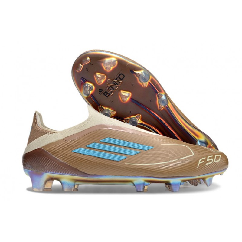 adidas F50 Elite Snörlös FG Fotbollsskor Brun Vit Blå för Herr 3 Billiga Fotbollsskor adidas F50 Elite Snörlös FG Fotbollsskor Brun Vit Blå 3